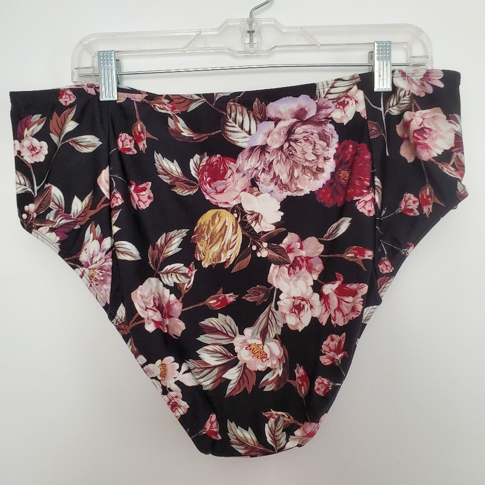 RACHEL Rachel Roy Black Floral Bikini Bottom 2X - Picture 2 of 7